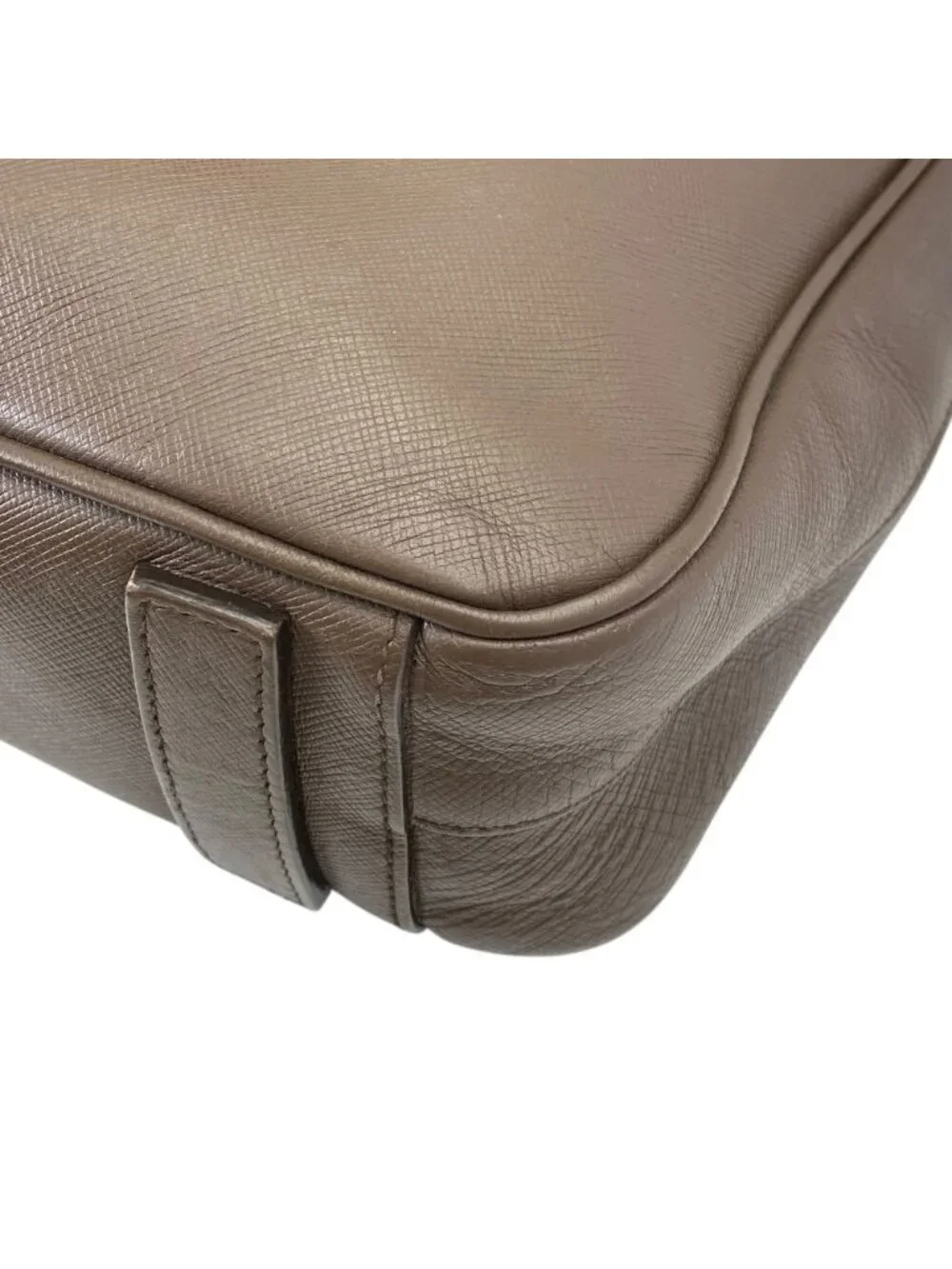 Prada Triangle Logo Business Briefcase Handbag Saffiano Leather